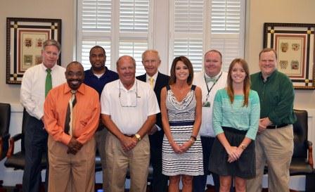Pictured with President LaForge are inauguration committee members: (Front Row) Dr. Billy Moore (Academics), Cleveland Mayor Billy Nowell (Community), Dr. Michelle Roberts (President’s Office), and Sydney Hodnett (Student); (Second Row) President LaForge, Will Hooker (Community), Chairman Kent Wyatt, Matt Jones (Staff) and Don Allen Mitchell (Faculty). Not pictured are: Anne Weissinger (Foundation) and Richard Myers (Alumni). 